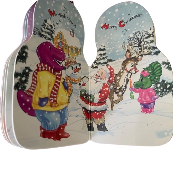 Vintage 1999 Barney as Santa Claus with We Wish You A Merry Christmas Board Book - Picture 11 of 13
